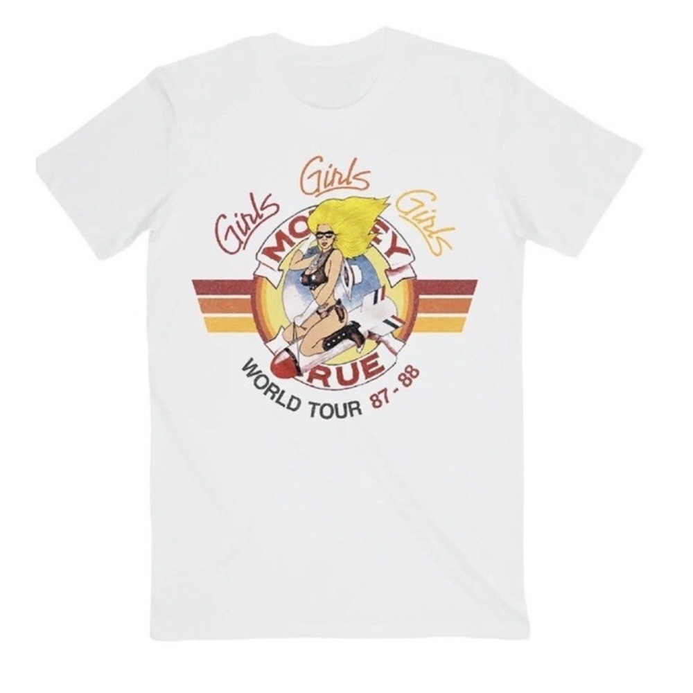Motley Crue T Shirt Men's XL White The Stadium Tour 2022 Merch Girls Bomber NEW